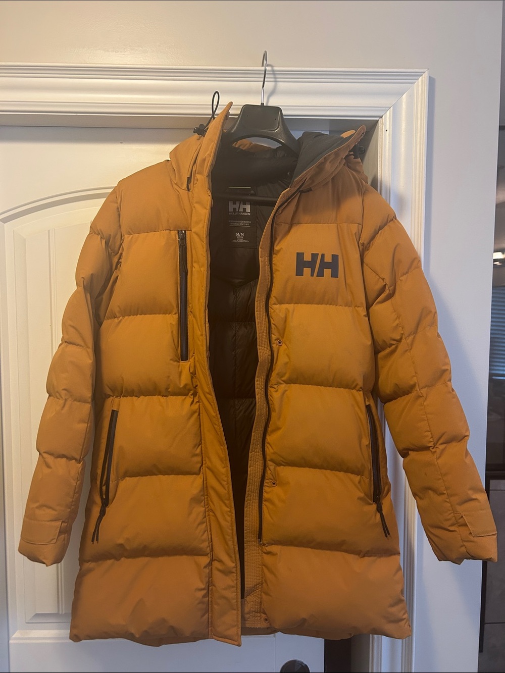 Women’s Helly Hansen Mustard Yellow Puffer Coat with HH Logo